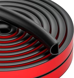 Silicone Weather Stripping Door Seal Strip,Door Weather Stripping,Self-Adhesive Door Seal Strip for Door Frame Weatherstripping Soundproofing Insulation (Black-D, 3/8" (W) x 1/4" (T) x 23' (L))