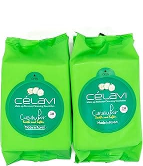 Celavi Cosmetics Celavi Makeup Remover Cleansing Wipes Removing Towelettes 2 Packs -60 Sheets Cucumber