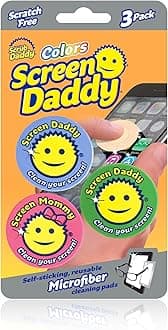 Screen Daddy - Multi-color, Multi-use Microfiber Cleaning Pads for Electronic Screens With Convenient Storage, Scratch Free, Streak Free, Reusable and Washable, 3ct