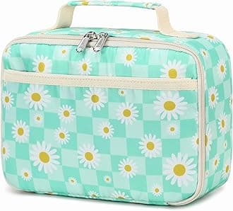 Lunch Box Kids Girls Boys Cute Insulated Lunch Box Reusable Lunch Bag Meals Tote Lunchbox for School Picnic Travel (Daisy Green)