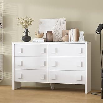 White Dresser with 6 Drawers for Bedroom, Modern Chest of Drawers with Large Capacity for Walk in Closet Wardrobe, White