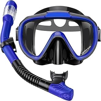 Seovediary Snorkel Set Adults Snorkeling Gear Anti-Fog Panoramic View Swim Mask Dry Top Snorkel Kit with Carry Bag for Snorkeling Scuba Diving Swimming Travel