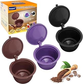 KEEPOW Reusable Coffee Capsules Compatible with Nescafe Dolce Gusto Machine, Refillable Coffee Pods 3 Pack (1 * Black + 1 * Brown + 1 * Purple)