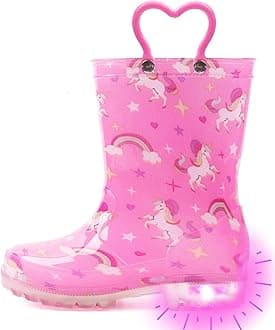 Toddler Kids Adorable Lightwight Waterproof Rain Boots Light Up by Steps