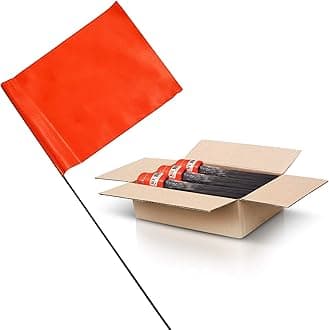 ACE Supply Orange Marking Flag 1000 Pack, 4x5-Inch on 15-Inch Steel Wire, Yard Marker for Lawn, Irrigation, Sprinkler, Compatible With Invisible Fence