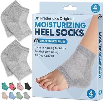 Dr. Frederick's Original Moisturizing Heel Socks For Cracked Heel Treatment - 2 Pairs - Stop Cracked Heels In Their Tracks, Grey