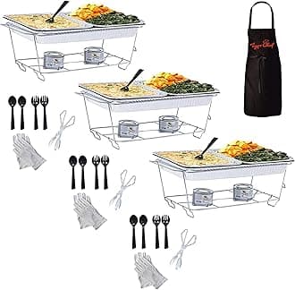 Tiger Chef Full Size Disposable Wire Chafer Stand Kit, Set Includes White Waitress Gloves, White, 40 Piece