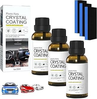 3Pcs Crystal Coating for Car, Plastic Parts Crystal Coating, Easy to Use Car Refresher,Long Duration Refurbishing Agent with Sponge