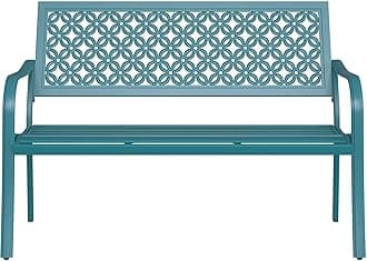 Grand patio 50" Outdoor Bench, Garden Benches with Anti-Rust Metal Powder Coated Frame, Patio Bench for Front Porch Park Outside Furniture Decor, Lake Shore