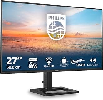 PHILIPS 27E1N1600AE - 27 inch QHD monitor, speaker, height adjustable (2560x1440, 100Hz, HDMI 1.4, USB-C (65W PD), USB Hub) black