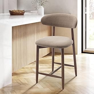 COLAMY Bar Stools with Back, Counter Height Bar Stools, Upholstered Counter Stools with Wood Legs for Kitchen Island Dining Room Bar, Camel