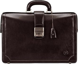 Maxwell Scott - Mens Luxury Leather Executive Lawyer Briefcase - 2 Section Top Handle - Handmade in Italy - The Basilio