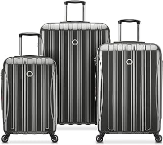 DELSEY PARIS Helium Aero Hardside Expandable Luggage with Spinner Wheels, Titanium, 3-Piece Set (21/24/28)
