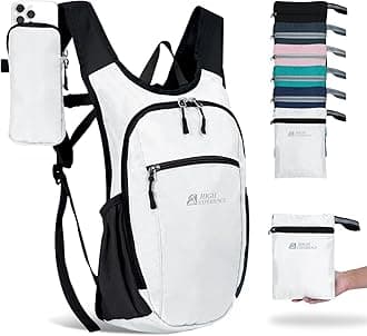 Hiking Backpack 10L/15L Small Daypack Lightweight Packable Travel Foldable Water Resistan for Women Men (White, 10L)