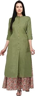 Pistaa'sWomen's Cotton Solid Readymade Salwar Suit Set