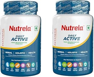 NUTRELA Daily Active - Patanjali Multivitamin capsules for Men & Women with essential amino acids, natural herbs and biofermented vitamins, minerals- (Pack of 2)