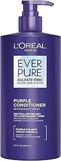 L’Oreal Paris Sulfate Free Brass Toning Purple Conditioner for Blonde, Bleached, Silver, or Brown Highlighted Hair, EverPure, 23 Fl Oz (Packaging May Vary)
