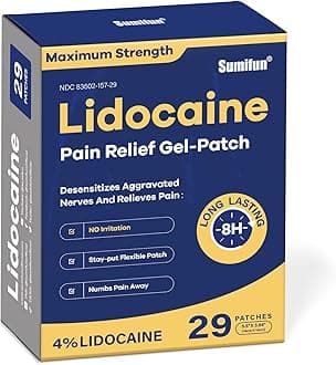 Sumifun 4% Lidocaine Pain Relief Patches - OTC Maximum Strength – Flexible & Long-Lasting, 29-Count Lidocaine Patches for Back, Neck, Muscle, Joint Pain- Unscented Pain Patch