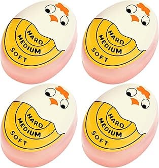 Egg Timer for Hard Boiled Eggs Soft Boiled Color Changing Indicator Tells When Eggs are Ready, Yellow 4pcs