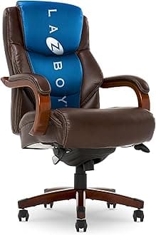 La-Z-Boy Delano Big & Tall Executive Office Chair | High Back Ergonomic Lumbar Support, Bonded Leather, Brown | 45833 model