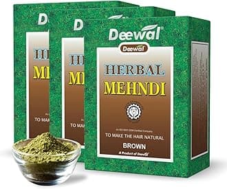 Deewal Herbal Mehndi | 100% Natural Henna Powder for Brown Hair Color & Hair Growth | Organic Hair Dye for Men & Women | Chemical-Free Hair Care