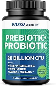 Probiotics + Prebiotics for Digestive Enzymes Support, Non-GMO, Vegetarian Friendly, 60 Count