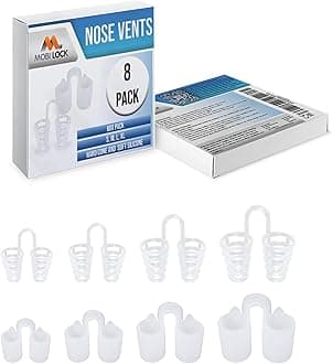 Nose Vent Sinus Relief Dilator (Pack of 8 Various Sizes) - A Simple Solution for Nasal Snorers - Reusable Snoring Device to Enjoy a Peaceful Night's Sleep - by Mobi Lock