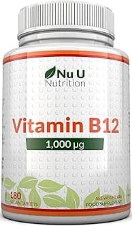 Vitamin B12 1000 High Strength B12 Methylcobalamin - 180 Vegan Tablets