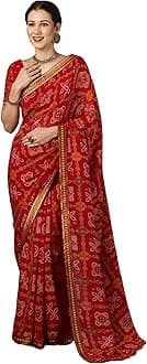 Women's Geometric Printed Georgette Saree with Unstitched Blouse Piece