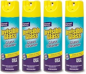 Invisible Glass 91160-4PK Premium Aerosol Glass and Window Foaming Cleaner Spray – Cleans Glass, Windows, Mirrors, Shower Doors, and More – Streak-Free, Ammonia-Free, Tint-Safe – 19 oz (Pack of 4)