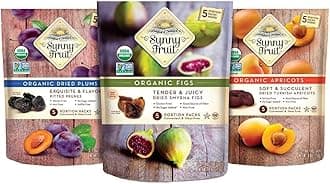 Organic Dried Fruit Assorted Pack Dried Figs, Dried Prunes & Dried Apricots 50g Pack of 5 of Each - Healthy Snacks Dried Fruit