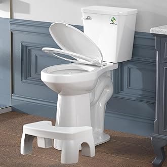 SUPERFLO Tall Toilet for Seniors 21 Inch - Extra Tall Toilets for Elderly with Comfort Height Toilets Bowl & Toilet Stool, 1.28GPF High Toilets for Bathrooms