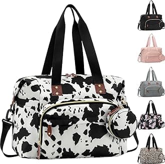 Diaper Bag Tote with Pacifier Case, Baby Bag for Women with Shoulder Straps, Travel Diaper Tote for for Mom and Dad Cow Print