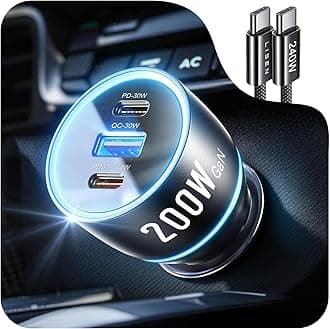 170W Car Charger with 1M 240W USB C Cable, Auto Charger [PD3.1] Car Accessories Compatible with iPhone 17 16 15, Galaxy S25 S24 Ultra, Xiaomi 17 Pro MAX, MacBook Pro Air, iPad Mini