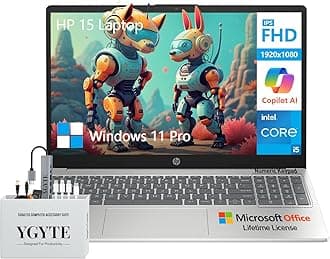 HP 2025 15 Laptop Computer, 15.6" FHD College Students Business Laptop, Intel Core i5 (10 Cores), 64GB RAM 2TB SSD+512GB Docking Set, Windows 11 Pro Lifetime Office, 10-Key Number Pad