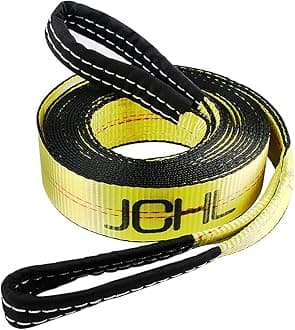 Recovery Tow Strap with Reinforced Loops 2inx20ft Heavy Duty 26,000lb Break Strength Vehicle Recovery Rope for for Car Truck Jeep ATV SUV Reinforced Loops, Protective Sleeves