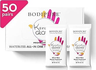 - Bodipure All-In-1 Moisturizing Hand Mask, Keratin & Vitamin E Hand Mask for Dry Cracked Hands, Natural Moisturizing Gloves Formula, Strengthen Nails & Repair Hands 50 Pairs