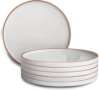 MORA CERAMICS HIT PAUSE 10.5-inch Porcelain Dinner Plate Set of 6 - Microwave/Oven/Dishwasher Safe, Scratch Resistant, Vanilla White