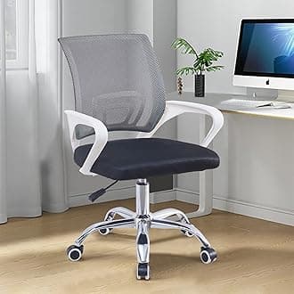 CLIPOP Office Desk Chair Ergonomic Mesh Computer Chair with Arms and Lumbar Support, Executive Task Chairs for Home Office Study (White)
