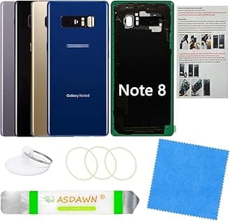 Galaxy Note 8 Replacement Back Glass Panel Case with Installation Manual + Pre-Installed Camera Lens + Repair Tool Kit for Samsung Galaxy Note 8 SM-N950 All Carriers (Deep Sea Blue)