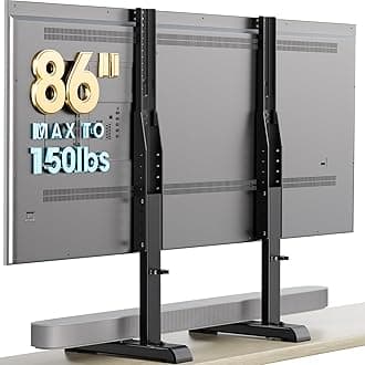 Universal TV Stand, Table Top TV Stand Base Replacement for Most 24 to 86 Inch LCD LED TVs, 7 Height Adjustable TV Legs with Cable Management Hold up to 110lbs, Max VESA 800x600mm, Black AX10TB01