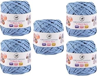 NESTNHAVEN Creative Cotton T-Shirt Yarn Carpet, Knitting Yarn for Hand Knitting DIY Bags, Baskets, Blanket, Cushion Crocheting Projects 200 GMS (Glacier Blue) | (500 Gm)