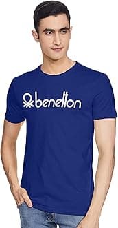 United Colors of BenettonMen's Cotton Slim T-Shirt (3099J7106I907_Blue M)