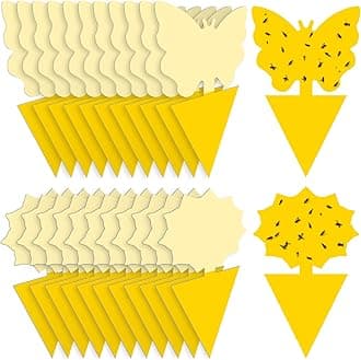 Landisun 24PCS Fruit Fly Traps Yellow Sticky Traps Fungus Gnat Traps Insect Bug Traps for Indoor Outdoor Kitchen Plants Whitefly Mosquitos Fungus Gnats Flying Insects
