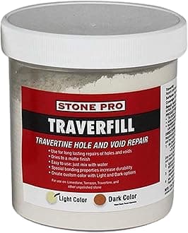 StonePro Traverfill - Travertine Repair - Fills Smalls pits, Holes & voids in Travertine & Limestone (Light 1 lb)