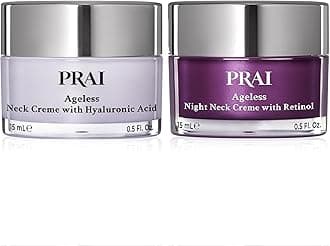 PRAI Beauty Ageless Day & Night Around The Clock Neck Kit | 1 Throat & Decolletage Day Creme and 1 Throat & Decolletage Night Creme | Skin Tightening Cream Set for Instantly Ageless Neck | 0.50 Oz