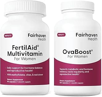 FertilAid for Women & Ovaboost Combo, Female Fertility Supplement & Natural Fertility Vitamin with Myo-Inositol, Vitex & Vitamins to Support Ovulation, Cycle Regularity & Egg Quality, 1 Month Supply