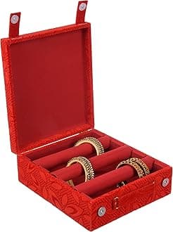 Kuber Industries Wooden Bangle Box For Woman|3 Rod Bangle Storage Box Organizer|Solid Lid & Handle|MAROON