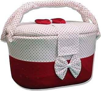 S3 Stay Blessed-Diaper Caddy|Baby Box For Newborn|Baby Products Bag Organizer Large Capacity(44*32*26 Cm)|Nursery Storage Bin|Car Organizer For Diapers&Wipes(Red,White With Dot Design Cotton&Plastic)
