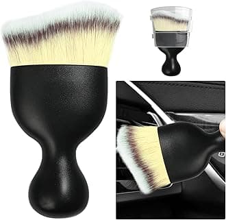 Ziciner Car Detailing Brush, Curved Soft Bristles Auto Removal Dust Collectors, Universal Vehicle Dashboard, Air Conditioner Vents etc Interior Cleaning Tool Accessories (Beige)